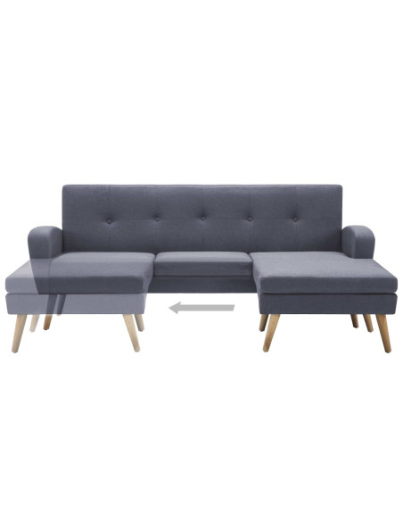 Divano a L Rivestimento in Tessuto 186x136x79 cm Grigio Chiaro