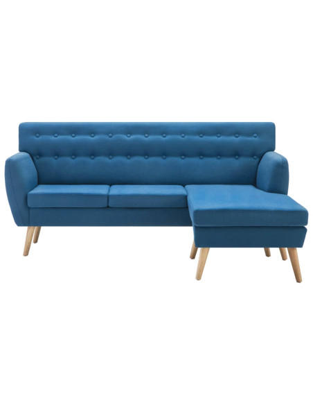 Divano a L Rivestito in Tessuto 171,5x138x81,5 cm Blu