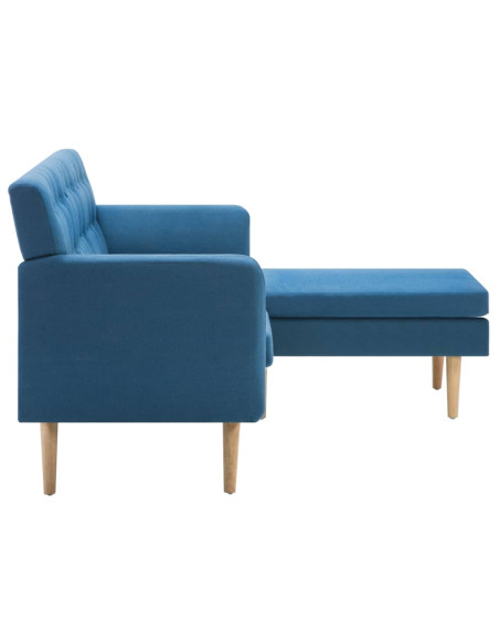 Divano a L Rivestito in Tessuto 171,5x138x81,5 cm Blu