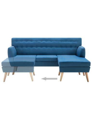 Divano a L Rivestito in Tessuto 171,5x138x81,5 cm Blu