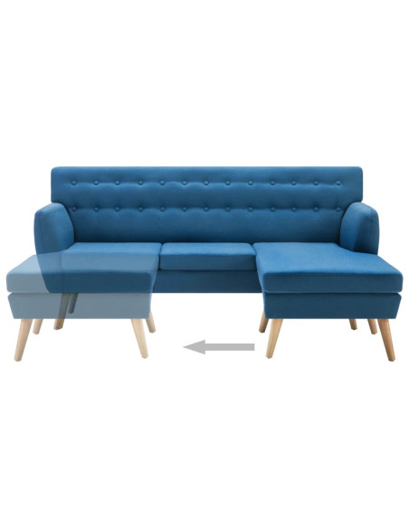 Divano a L Rivestito in Tessuto 171,5x138x81,5 cm Blu