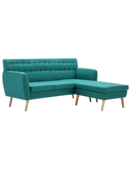 Divano a L Rivestito in Tessuto 171,5x138x81,5 cm Verde