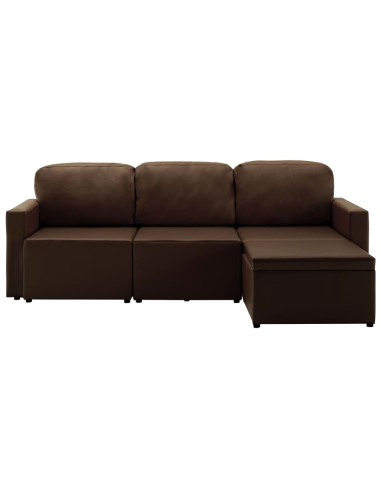 Divano Letto Modulare a 3 Posti Marrone in Similpelle
