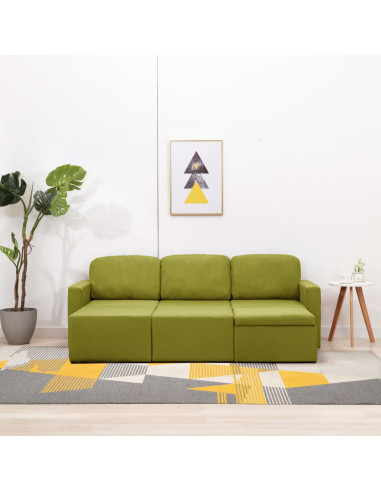 Divano Letto Modulare a 3 Posti Verde in Tessuto