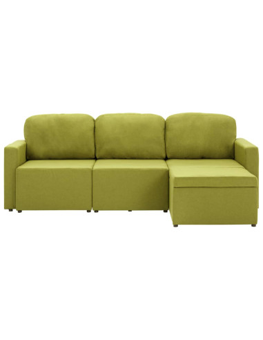 Divano Letto Modulare a 3 Posti Verde in Tessuto