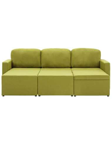 Divano Letto Modulare a 3 Posti Verde in Tessuto