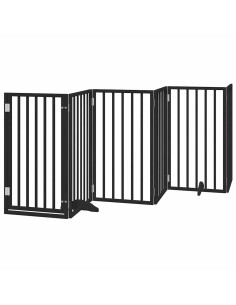Cancello Cani Porta Pieghevole Nero 12 Pannelli 600 cm Pioppo 2
