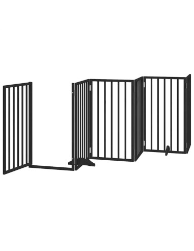 Cancello Cani Porta Pieghevole Nero 12 Pannelli 600 cm Pioppo