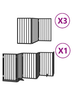 Cancello Cani Porta Pieghevole Nero 15 Pannelli 750 cm Pioppo