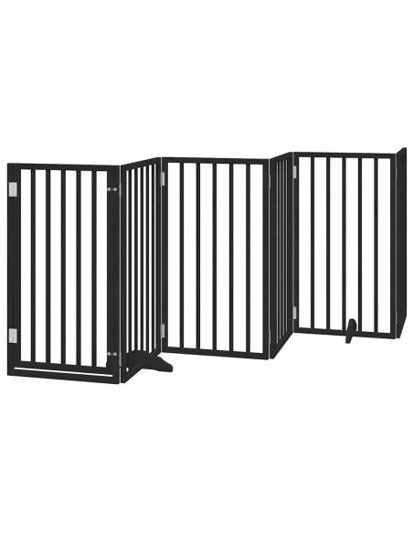 Cancello Cani Porta Pieghevole Nero 15 Pannelli 750 cm Pioppo