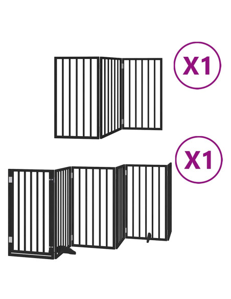 Cancello per Cani Porta Pieghevole Nero 9 Pannelli 450cm Pioppo