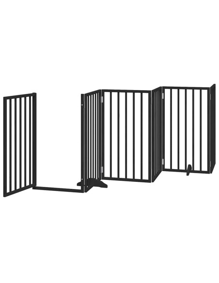 Cancello per Cani Porta Pieghevole Nero 9 Pannelli 450cm Pioppo