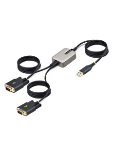 StarTech.com 2P6FFC-USB-SERIAL adattatore per inversione del genere dei cavi USB-A 2 x DB-9 RS-232 Nero, Grigio