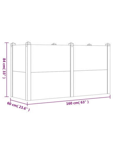 Fioriera Rialzata da Giardino 160x60x84cm Legno Massello Acacia