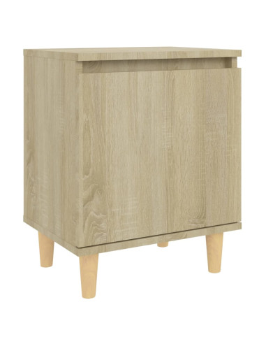 Comodini Gambe in Legno Massello 2pz Rovere Sonoma 40x30x50cm