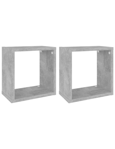 Mensole Parete a Cubo 2 pz Grigio Cemento 26x15x26 cm