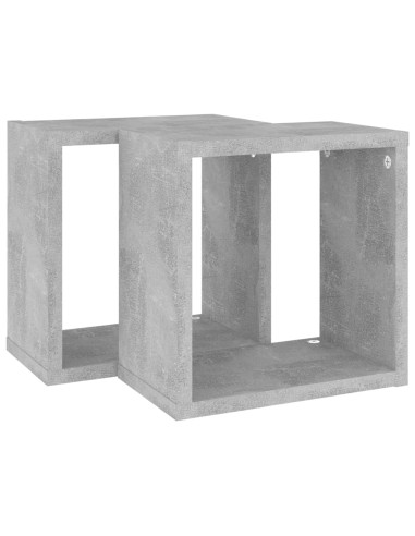 Mensole Parete a Cubo 2 pz Grigio Cemento 26x15x26 cm