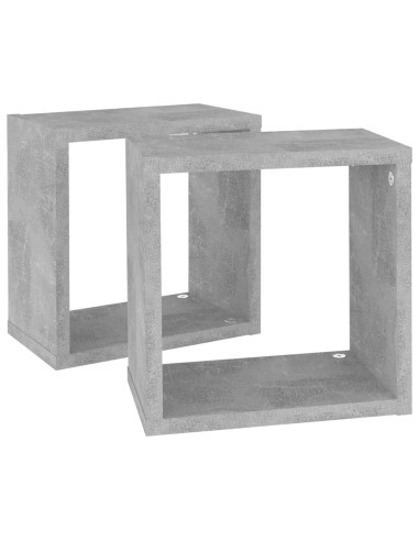 Mensole Parete a Cubo 2 pz Grigio Cemento 26x15x26 cm