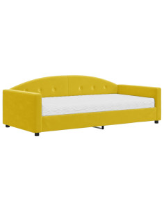 Divano Letto con Materasso Giallo 100x200 cm in Velluto