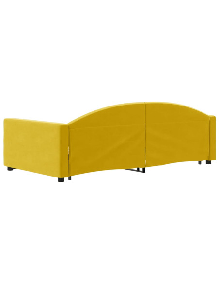 Divano Letto Estraibile con Cassetti Giallo 100x200cm Velluto