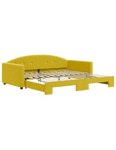 Divano Letto con Letto Estraibile Giallo 100x200 cm in Velluto