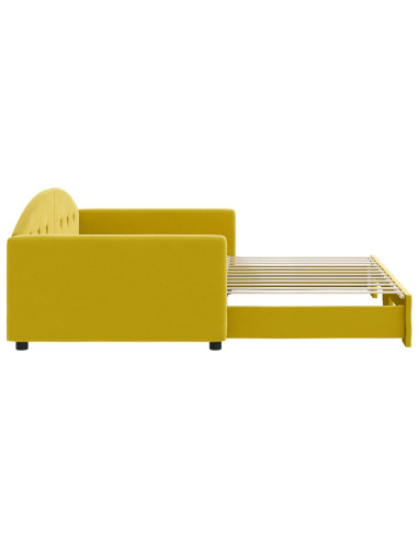 Divano Letto con Letto Estraibile Giallo 100x200 cm in Velluto