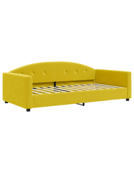 Divano Letto con Letto Estraibile Giallo 100x200 cm in Velluto