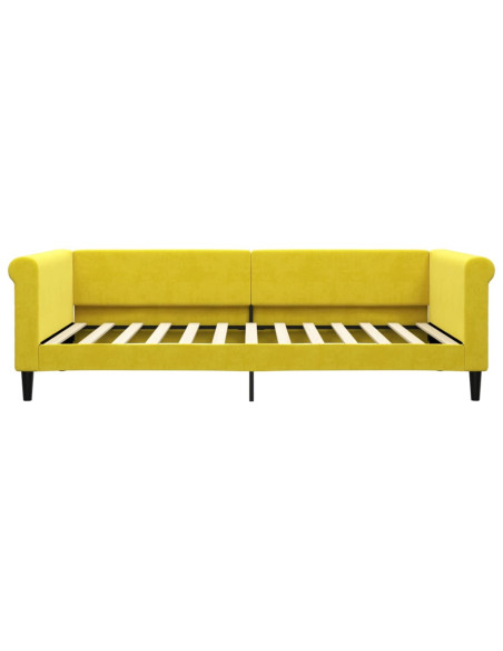 Divano Letto Estraibile con Cassetti Giallo 100x200cm Velluto