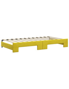 Divano Letto Estraibile con Cassetti Giallo 100x200cm Velluto 2