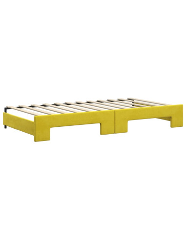 Divano Letto Estraibile con Cassetti Giallo 100x200cm Velluto