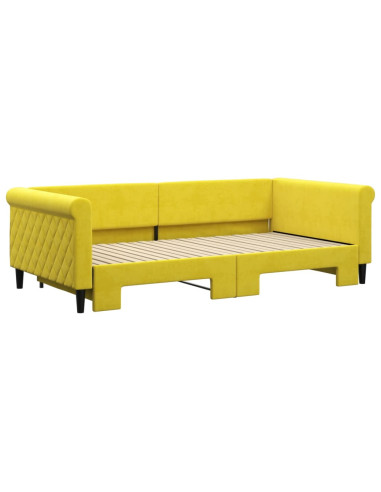 Divano Letto con Letto Estraibile Giallo 100x200 cm in Velluto