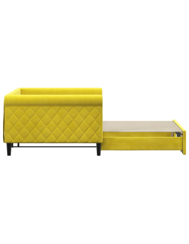 Divano Letto con Letto Estraibile Giallo 100x200 cm in Velluto
