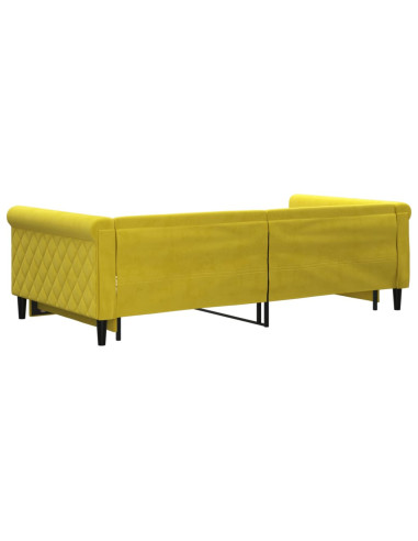 Divano Letto con Letto Estraibile Giallo 100x200 cm in Velluto