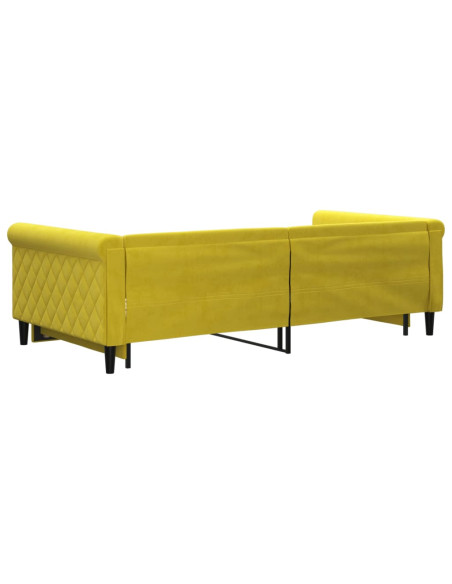 Divano Letto con Letto Estraibile Giallo 100x200 cm in Velluto