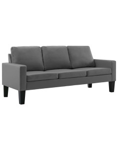 Divano a 3 Posti Grigio in Similpelle