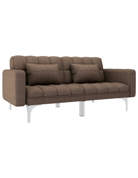 Divano Letto Marrone in Tessuto