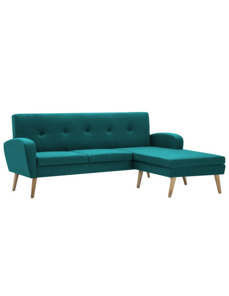 Divano a L con Rivestimento in Tessuto 186x136x79 cm Verde