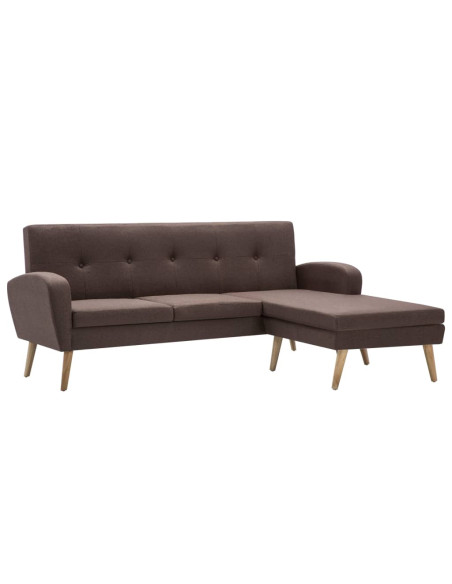 Divano a L con Rivestimento in Tessuto 186x136x79 cm Marrone
