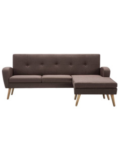 Divano a L con Rivestimento in Tessuto 186x136x79 cm Marrone 2