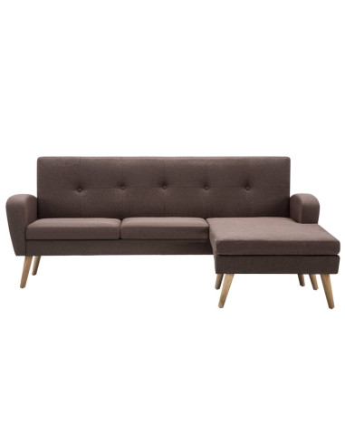 Divano a L con Rivestimento in Tessuto 186x136x79 cm Marrone