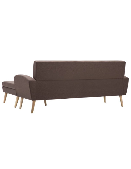 Divano a L con Rivestimento in Tessuto 186x136x79 cm Marrone