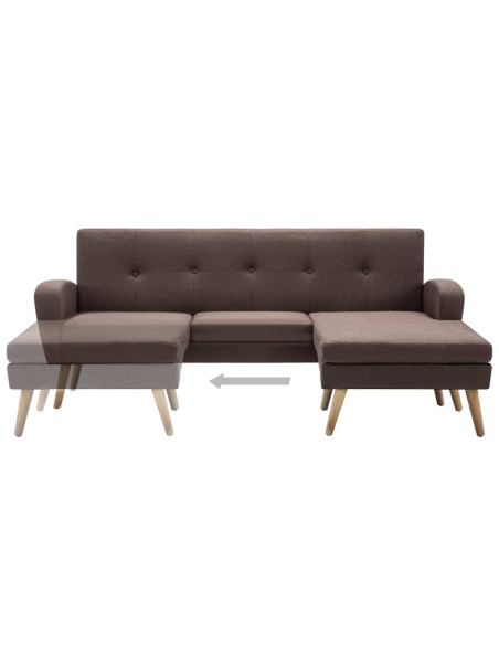 Divano a L con Rivestimento in Tessuto 186x136x79 cm Marrone