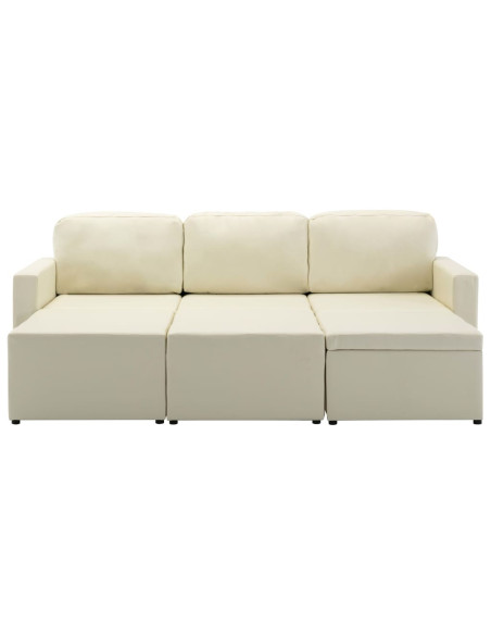 Divano Letto Modulare a 3 Posti Crema in Similpelle