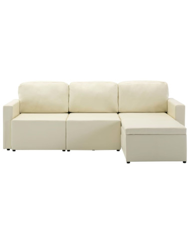 Divano Letto Modulare a 3 Posti Crema in Similpelle