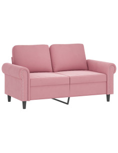 Set di Divani 2 pz con Cuscini Rosa in Velluto 2