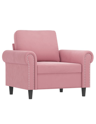 Set di Divani 3 pz con Cuscini Rosa in Velluto