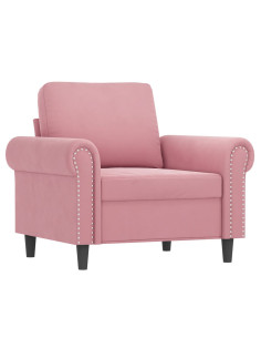 Set di Divani 3 pz con Cuscini rosa in Velluto 2