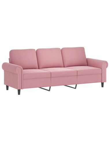 Set di Divani 3 pz con Cuscini rosa in Velluto