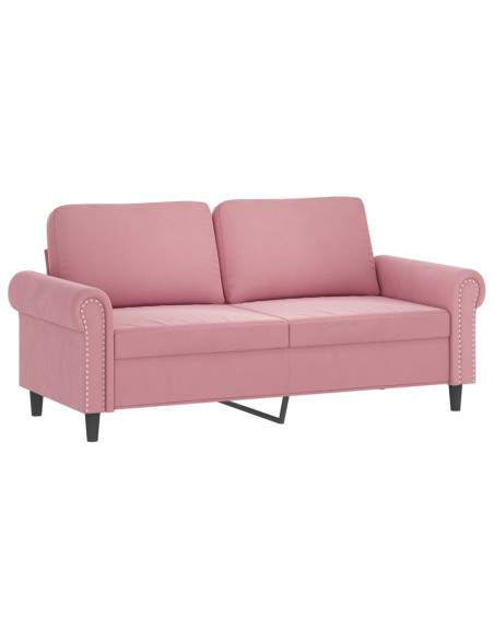 Set di Divani 3 pz con Cuscini rosa in Velluto