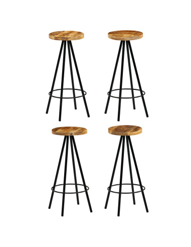 Set da Bar 5 pz in Legno Massello di Mango 120x60x107 cm